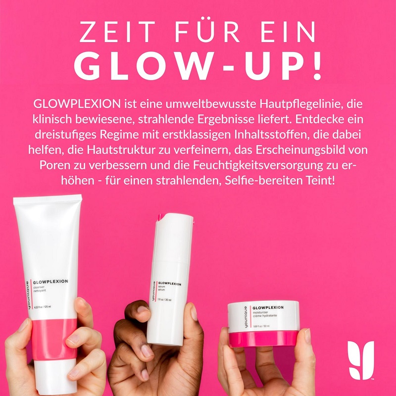 Younique Glowplexion umweltbewusste Hautpflege auch für sensible Haut verkleinert Poren und verbessert die Hautstruktur