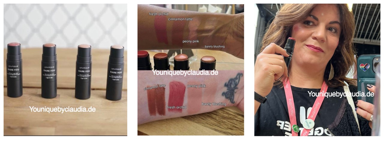 Younique BareYou All in one Color Stick Swatches Anwendung