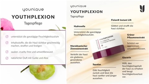 Younique Youthplexion Tagespflege Inhaltsstoffe Vorteile